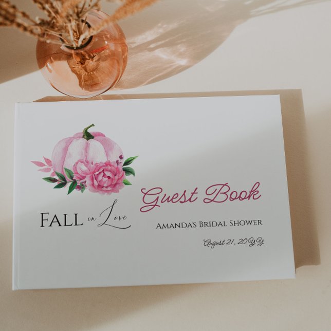 Höst Kärlek Röda Nyanser Fall Pumpkin Rustik Bröll Gästböcker (Skapare uppladdad)