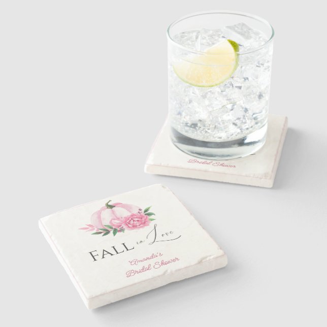 Höst Kärlek Rosenskära Pumpa Rustik Bröllopsfest Stenunderlägg (Sidan)