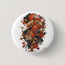 Höst Kitsune Japansk Rävdsgestaltning Knapp