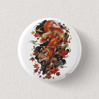 Höst Kitsune Japansk Rävdsgestaltning Knapp