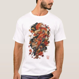 Höst Kitsune Japansk Rävdsgestaltning T Shirt