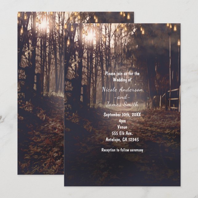 Höst Landlig Landsväg Rustika Bröllopsinbjudningar Inbjudningar (Fram/baksida)