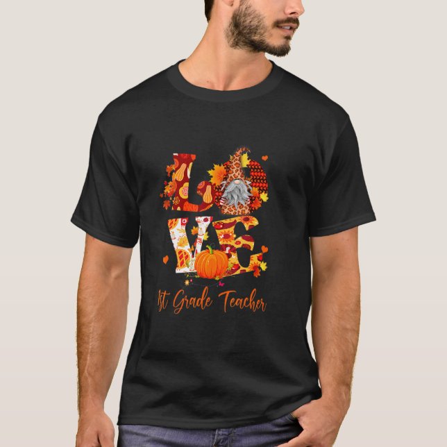 Höst Leopards kärleks Tomte 1:a klass Lärare Tack T Shirt (Framsida)