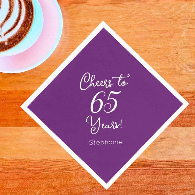 Höst Lila Cheers till 65 års 65e Birthday Pappersservett (Skapare uppladdad)