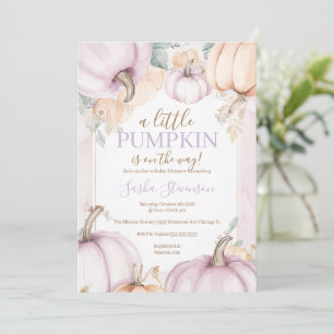 Höst lila pumpa vattenfärg baby shower inbjudningar