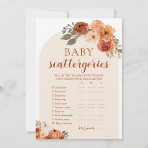 Höst Liten Pumpa Baby Shower Scattegories Spel Inbjudningar