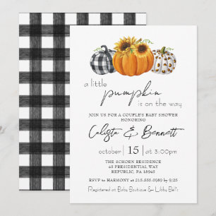 Höst Little Pumpkin Solros Couple Baby Shower Inbjudningar