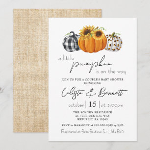 Höst Little Pumpkin Solros Couple Baby Shower Inbjudningar