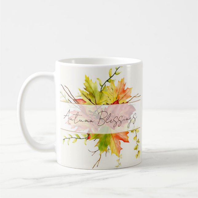 Höst lönnlöv med anpassad text  kaffemugg (Vänster)