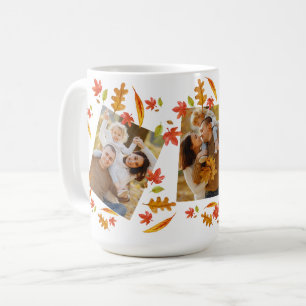Höst löv 3-familjens fotoThanksgiving Kaffemugg