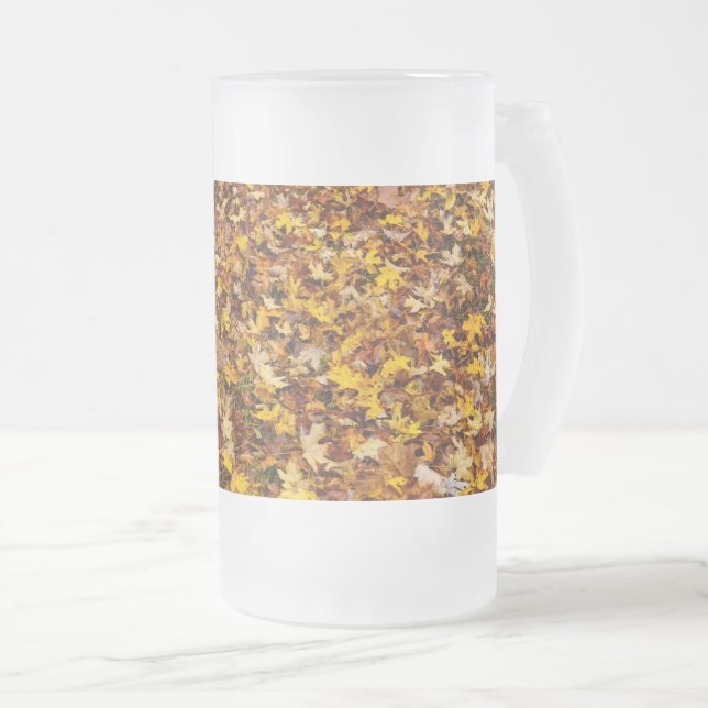 Höst löv Abstrakt Frosted Glass Beer Mugg (Framsida höger)
