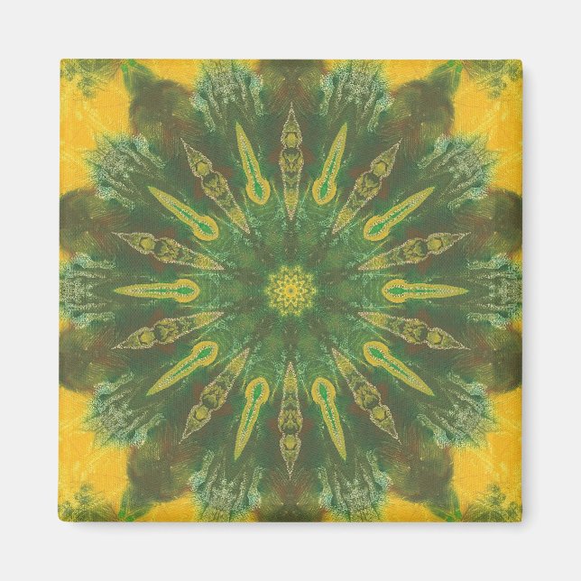 Höst löv - abstrakt kaleidoskoskopalnet magnet (Framsidan)