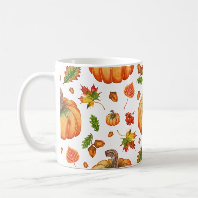 Höst löv, akorner: vattenfärgen mönster. kaffemugg (Vänster)