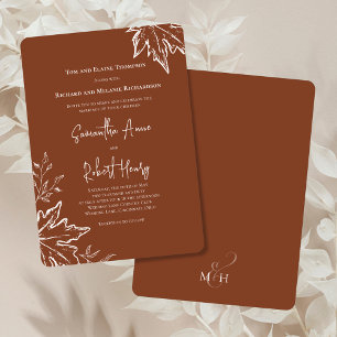 Höst löv Anpassningsbar Fall Wedding Inbjudningar