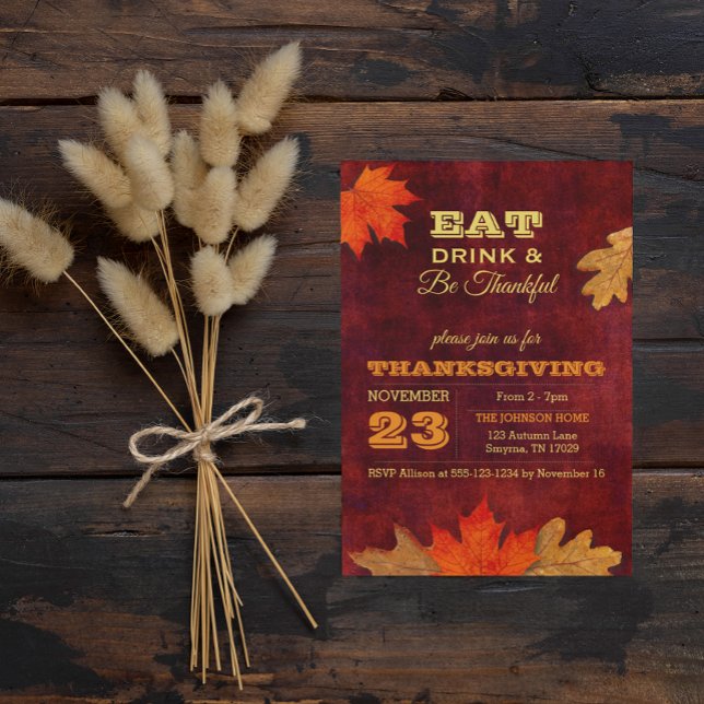 Höst löv Ät dryck och var vänlig och bjud in Inbjudningar (Skapare uppladdad)