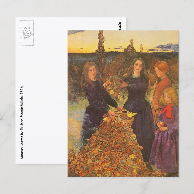 höst löv av Herr John Everett Millais Vykort (Fram/baksida)
