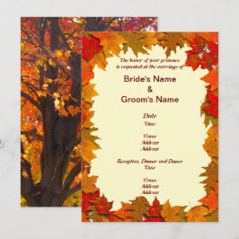 Höst löv av inbjudan till Gult och Orange bröllop