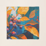 Höst löv bär målad. Abstrakt Sjal<br><div class="desc">Höst löv och rågbär Scarf. Abstrakt modern skogskonst med höstkonst i gultens orange färg.</div>