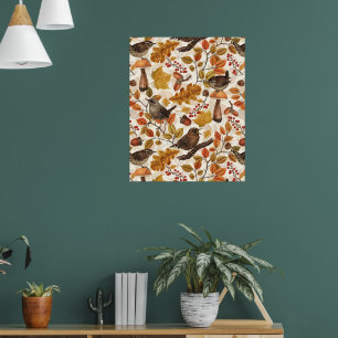Höst löv, bär, svamp och rynor poster