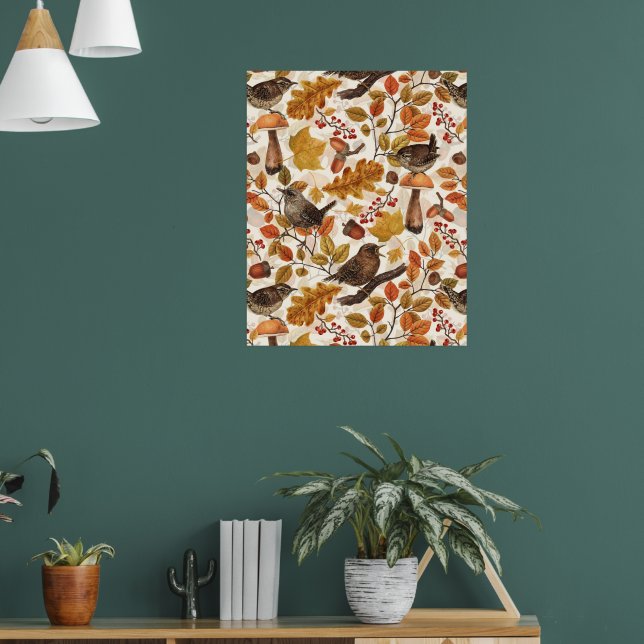 Höst löv, bär, svamp och rynor poster (Vardagsrum 1)