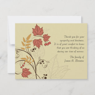 Höst löv Bereavement Tack Notecard Anteckningskort