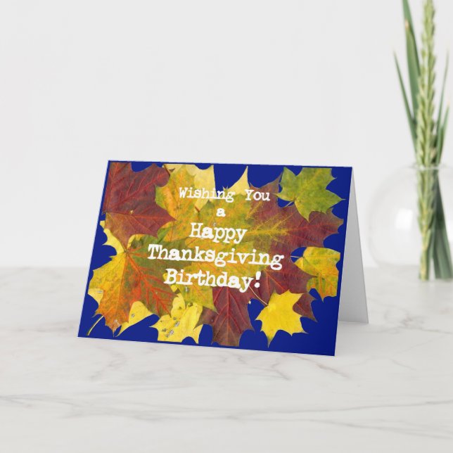 "Höst löv Birthday on Thanksgiving Card Helgkort (Framsida)