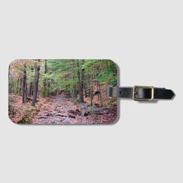 Höst löv blå Backe-reservationstråd Röd prickspår Bagagebricka (Framsida horisontal)