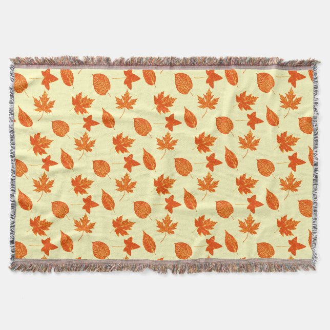 Höst löv - blekens gult och orange mysfilt (Framsidan)