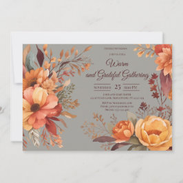 Höst löv Blommigt Thanksgiving Friendsgiving Inbjudningar