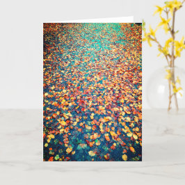 Höst löv Blöt Forest Väg Kort