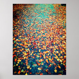 Höst löv Blöt Forest Väg Poster