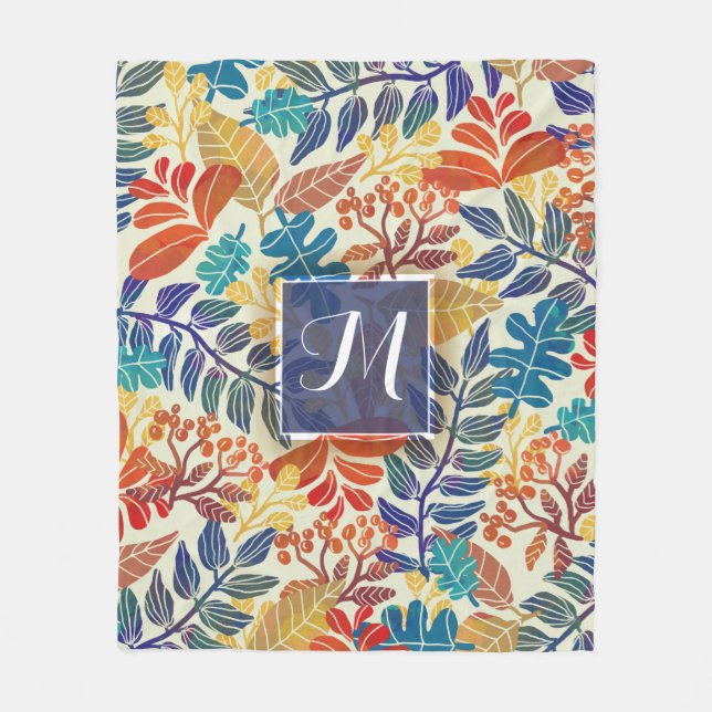 Höst löv bötfäller blom- bakgrund fleecefilt (Framsidan)