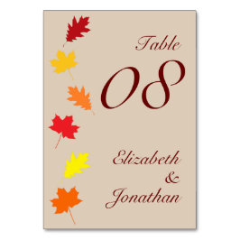 Höst löv Bröllop Bordsnummer