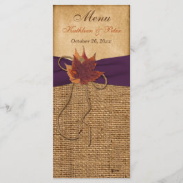 Höst löv, Bröllop-menykort för FAUX Burlap Meny