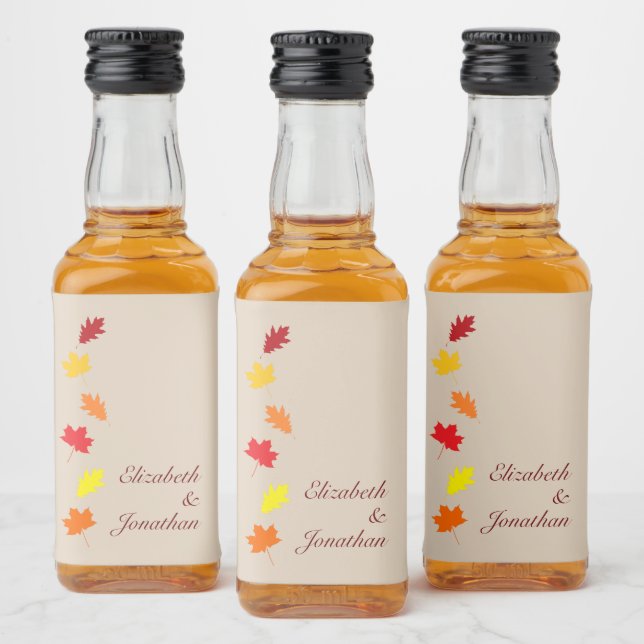 Höst löv Bröllop Spritflaskor Etikett (Flaskor)