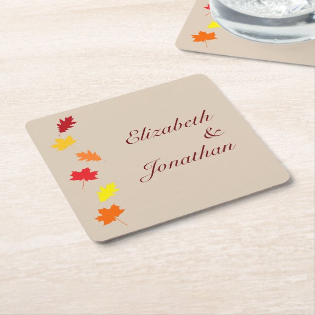 Höst löv Bröllop Underlägg Papper Kvadrat (Vinklad)