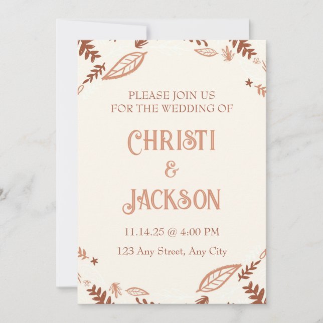 Höst löv bröllopsinbjudan inbjudningar (Framsida)