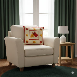 Höst löv dekorfärg - Mysigt rät höstdekoration Kudde