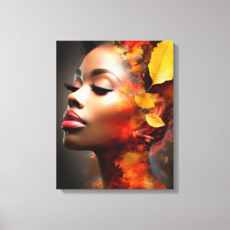 Höst löv Digital Collage with Smoke Art Canvastryck