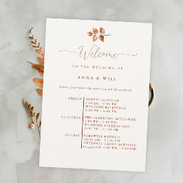 Höst löv Elegant Boho Fall Wedding Itinerary Inbjudningar