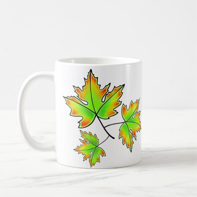 Höst löv elegant faller botaniskt kaffemugg (Vänster)