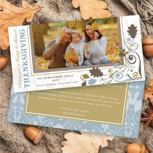 Höst löv Elegant Swirls Thanksgiving Photo Julkort