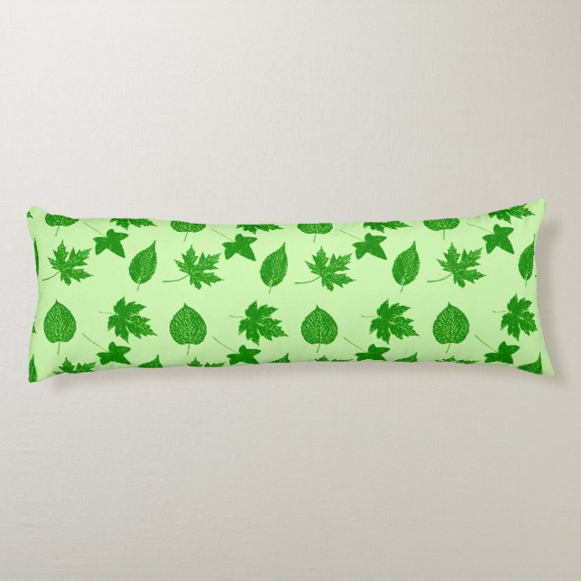 Höst löv - emerald and lime green kroppskudde (Baksidan)