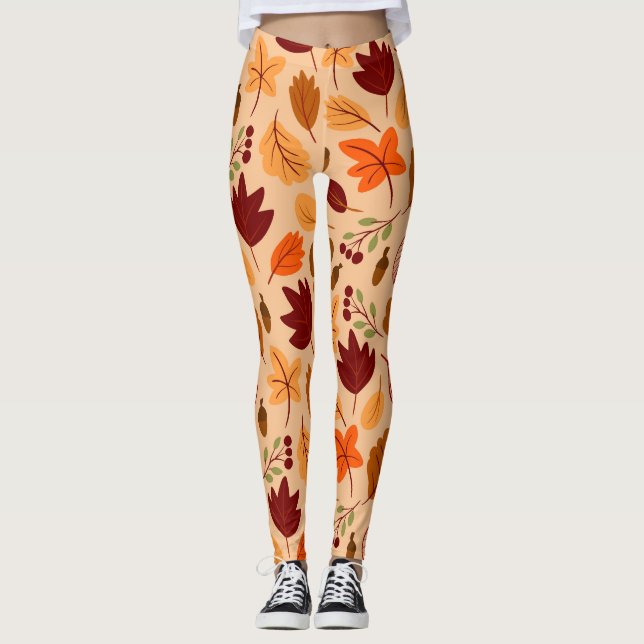 Höst löv, enkelt barnsligt sömlöst mönster. leggings (Framsida)
