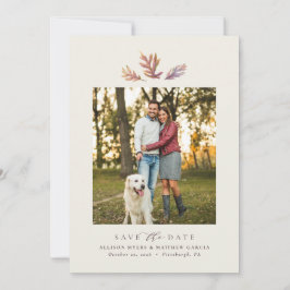 Höst löv enkelt ett foto elegant höstplommon spara datumet