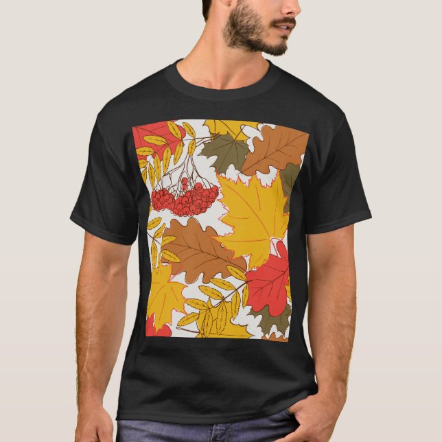 Höst löv, enkelt sömlöst mönster t shirt (Framsida)
