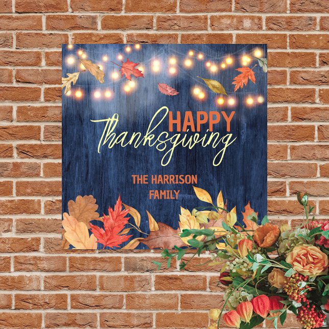 Höst löv Fairy Ljus på Thanksgivingen Wood Poster (Skapare uppladdad)