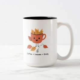 Höst löv Fall Design med Namn Två-Tonad Mugg