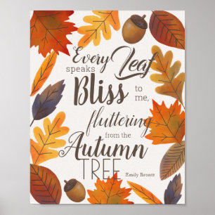 Höst löv Fall Quote Emily Bronte Poster