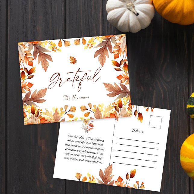 Höst löv Fall Rustic Thanksgiving Helg Vykort (Autumn Leaves Fall Rustic Thanksgiving Holiday Postcard)